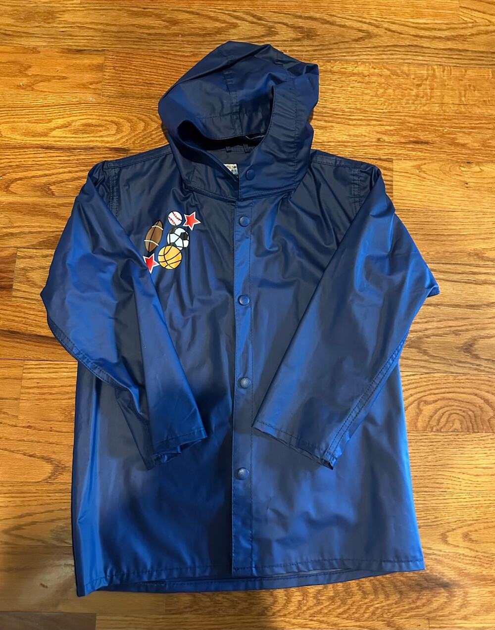 Boys rain jacket  Blue sports theme 4/6